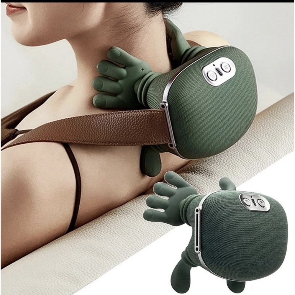 So Shoulder And Neck Massager Green Cordless Rechargeable Cushion N7 Moss